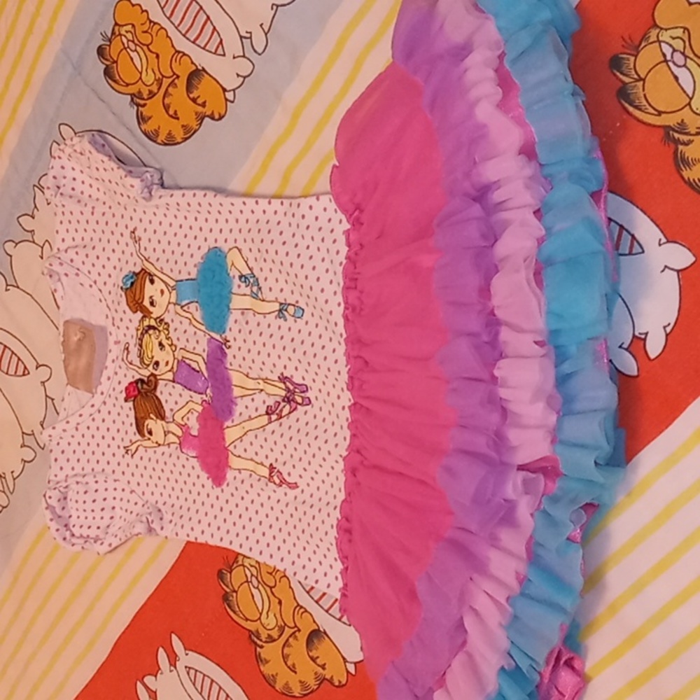 Adorable,Vintage70's,Little Girl, Ballerina,Tutu Dress with 3 Cute Ballerinas💕